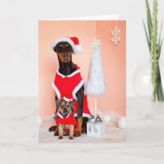 CARTE DE NOËL PERSONNALISABLE POUR CHIEN PÈRE NOËL (Devant)