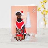 CARTE DE NOËL PERSONNALISABLE POUR CHIEN PÈRE NOËL (Fleur jaune)