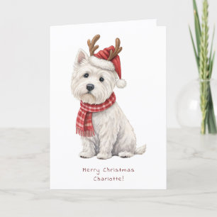 Carte de Noël personnalisable pour Westie Cheeky D