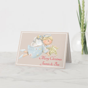 Carte de Noël personnalisée - Ange Étoile Pailleté