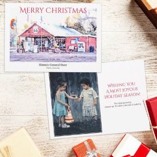 Carte de Noël personnalisée Aquarelle Route 66