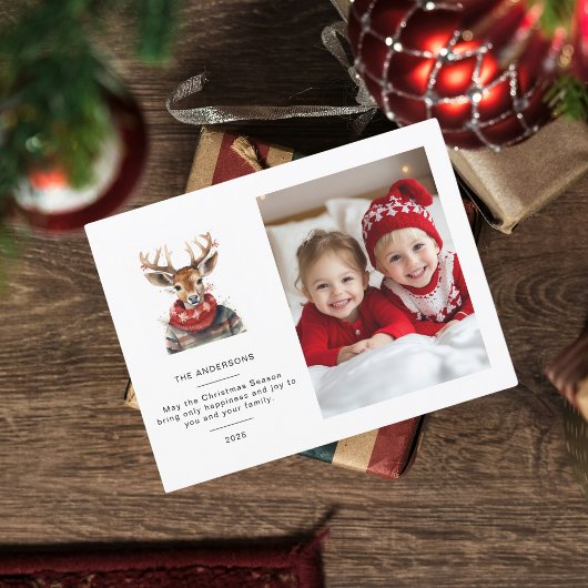 Carte de Noël personnalisée aux cerfs avec photo