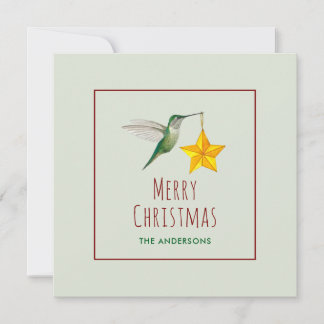 Carte de Noël personnalisée avec colibri et étoile