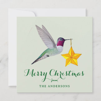 Carte de Noël personnalisée avec colibri joyeux No