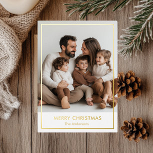 Carte de Noël personnalisée avec feuille d'or élég