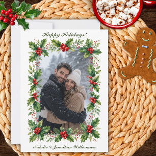 Carte de Noël personnalisée avec photo de houx