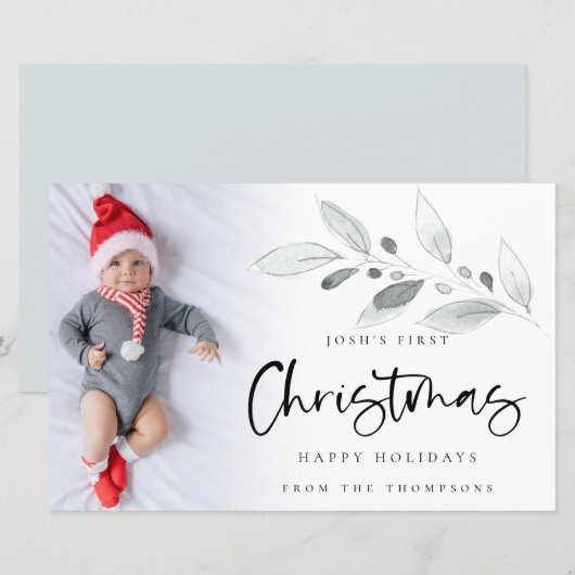 Carte de Noël personnalisée avec photo pour bébé,  (Devant / Derrière)