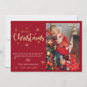 Carte de Noël personnalisée avec photo Rouge Jo