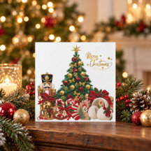 Carte de Noël personnalisée avec sapin et cadeaux