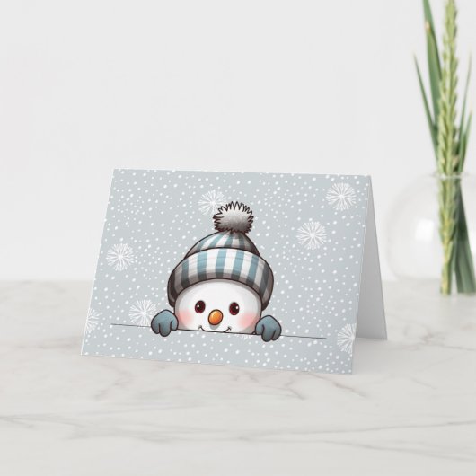 Carte de Noël personnalisée Bonhomme de Neige (Devant)
