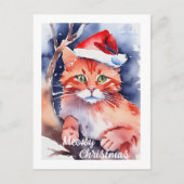 Carte de Noël personnalisée Chat Cute Père Noël (Devant)