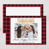 Carte de Noël personnalisée chèque buffle rouge (Devant / Derrière)