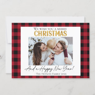 Carte de Noël personnalisée chèque buffle rouge