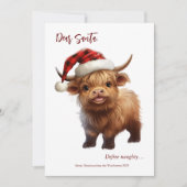Carte de Noël personnalisée de la vache Highland (Devant)