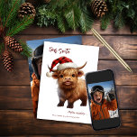 Carte de Noël personnalisée de la vache Highland<br><div class="desc">Cette année, pourquoi ne pas envoyer un salut de Noël joyeux et personnalisé de notre vache Playful Highland! Notre petit bovin épais ajoute une touche supplémentaire de fantaisie et de miel, et votre photo de famille sur le dos deviendra un souvenir chéri. N'oubliez pas de consulter nos autres collections Highland...</div>