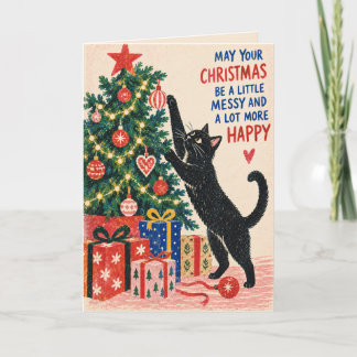 Carte de Noël personnalisée drôle de chat noir