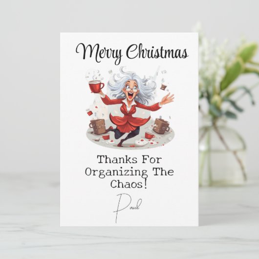 Carte de Noël personnalisée du patron (Debout devant)