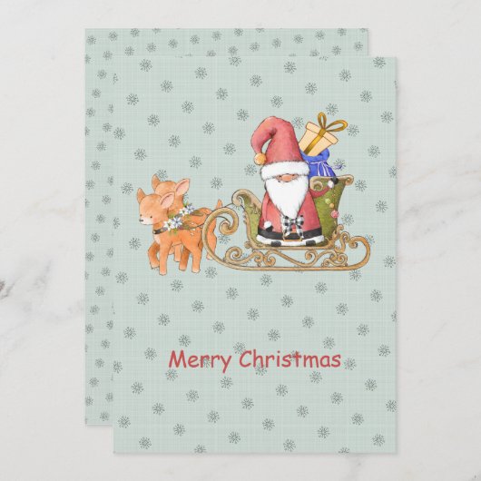 Carte de Noël personnalisée du Père Noël Reindeer (Devant / Derrière)