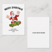 Carte de Noël personnalisée du Père Noël, skateboa (Devant / Derrière)
