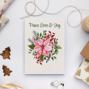 Carte de Noël personnalisée élégante au poinsettia