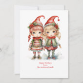Carte de Noël personnalisée Elfes de fêtes (Devant)