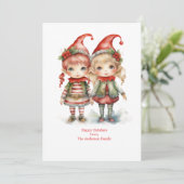 Carte de Noël personnalisée Elfes de fêtes (Debout devant)