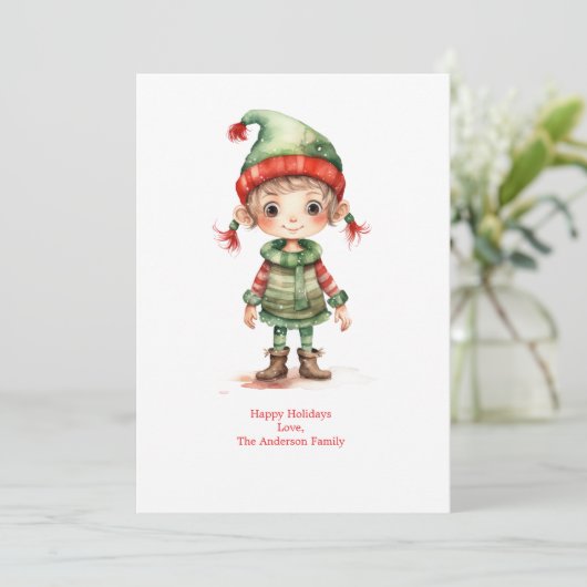 Carte de Noël personnalisée Elfes Elfes (Debout devant)