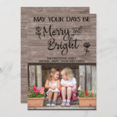 Carte de Noël personnalisée en bois rustique (Devant / Derrière)