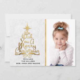 Carte de Noël personnalisée en dentelle blanche et