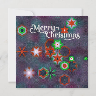 Carte de Noël personnalisée Étoiles Abstraites rou