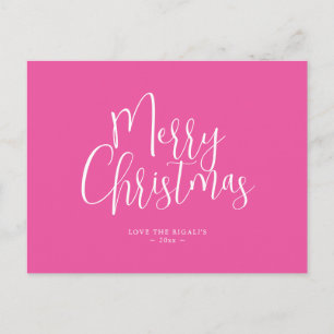 Carte de Noël personnalisée Fuchsia Moderne Rose