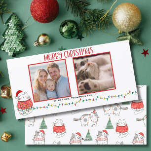 Carte de Noël personnalisée Funny Cat 2 Photo Meow