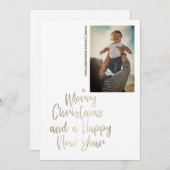 Carte de Noël personnalisée Gold Script (Devant / Derrière)