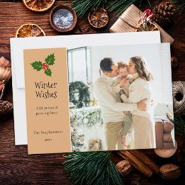 Carte de Noël personnalisée Holly Berry