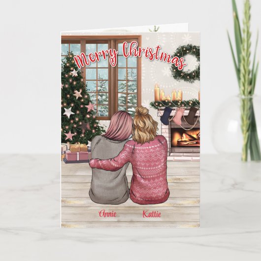 Carte de Noël personnalisée illustrée meilleure am (Devant)