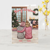 Carte de Noël personnalisée illustrée meilleure am (Fleur jaune)