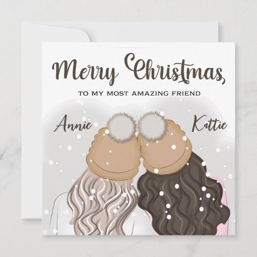 Carte de Noël personnalisée Meilleure Amie Copine (Devant)