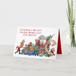 Carte de Noël personnalisée Naughty Nice List pour