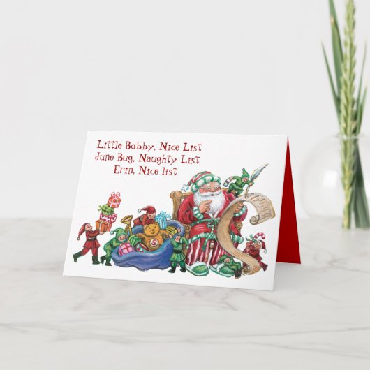 Carte de Noël personnalisée Naughty Nice List pour (Devant)