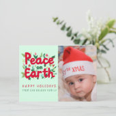 Carte de Noël PERSONNALISÉE PEACE ON EARTH (Debout devant)