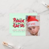 Carte de Noël PERSONNALISÉE PEACE ON EARTH (Devant/Arrière en situation)