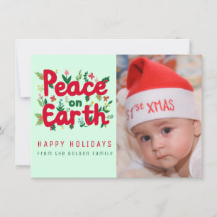 Carte de Noël PERSONNALISÉE PEACE ON EARTH