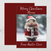 Carte de Noël personnalisée Père Noël Hamster (Devant / Derrière)