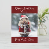 Carte de Noël personnalisée Père Noël Hamster (Debout devant)