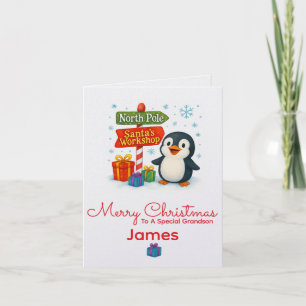 Carte de Noël personnalisée Pingouin