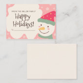 Carte de Noël personnalisée Pink Snow Man (Devant / Derrière)