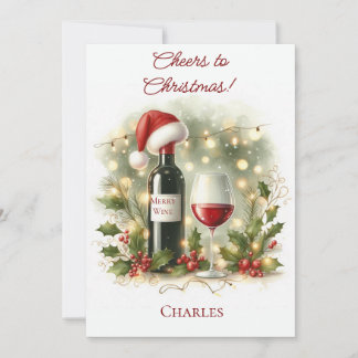 Carte de Noël personnalisée pour amateur de vin