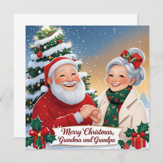 Carte de Noël personnalisée pour grands-parents. (Devant / Derrière)