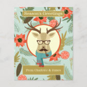 Carte de Noël personnalisée pour le cerf Hipster B (Devant)