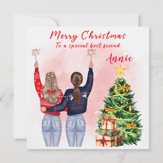 Carte de Noël personnalisée pour meilleure amie (Devant)
